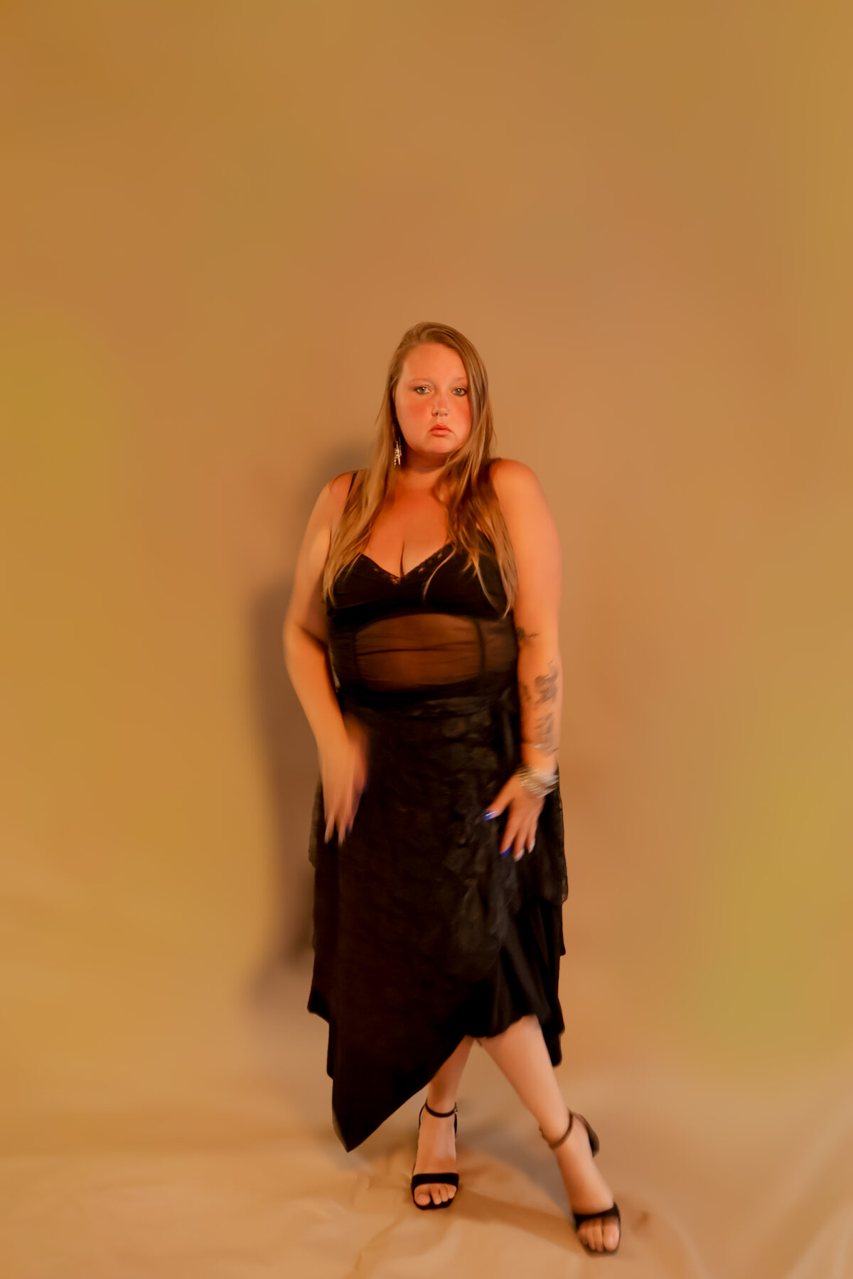 Studio portrait in warm light